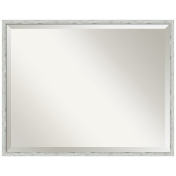 Amanti Art Imprint Silver Beveled Wood Bathroom Wall Mirror