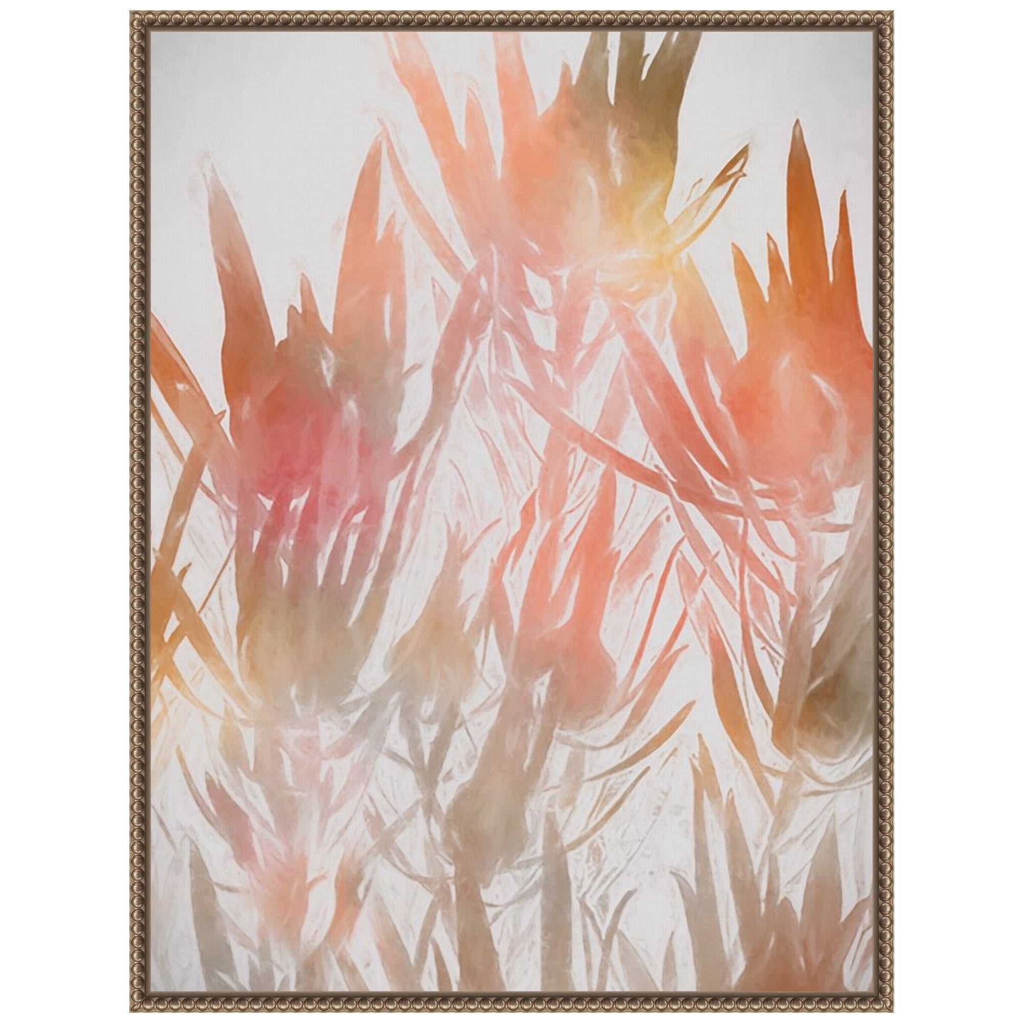 Beaded Gold Framed Abstract Botanic Canvas Wall Art 23 x 30