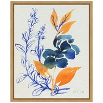 Amanti Art Indigo And Goldenrod Floral I Framed Canvas Wall Art Print