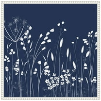 Amanti Art Indigo Flowers II Framed Canvas Wall Art Print