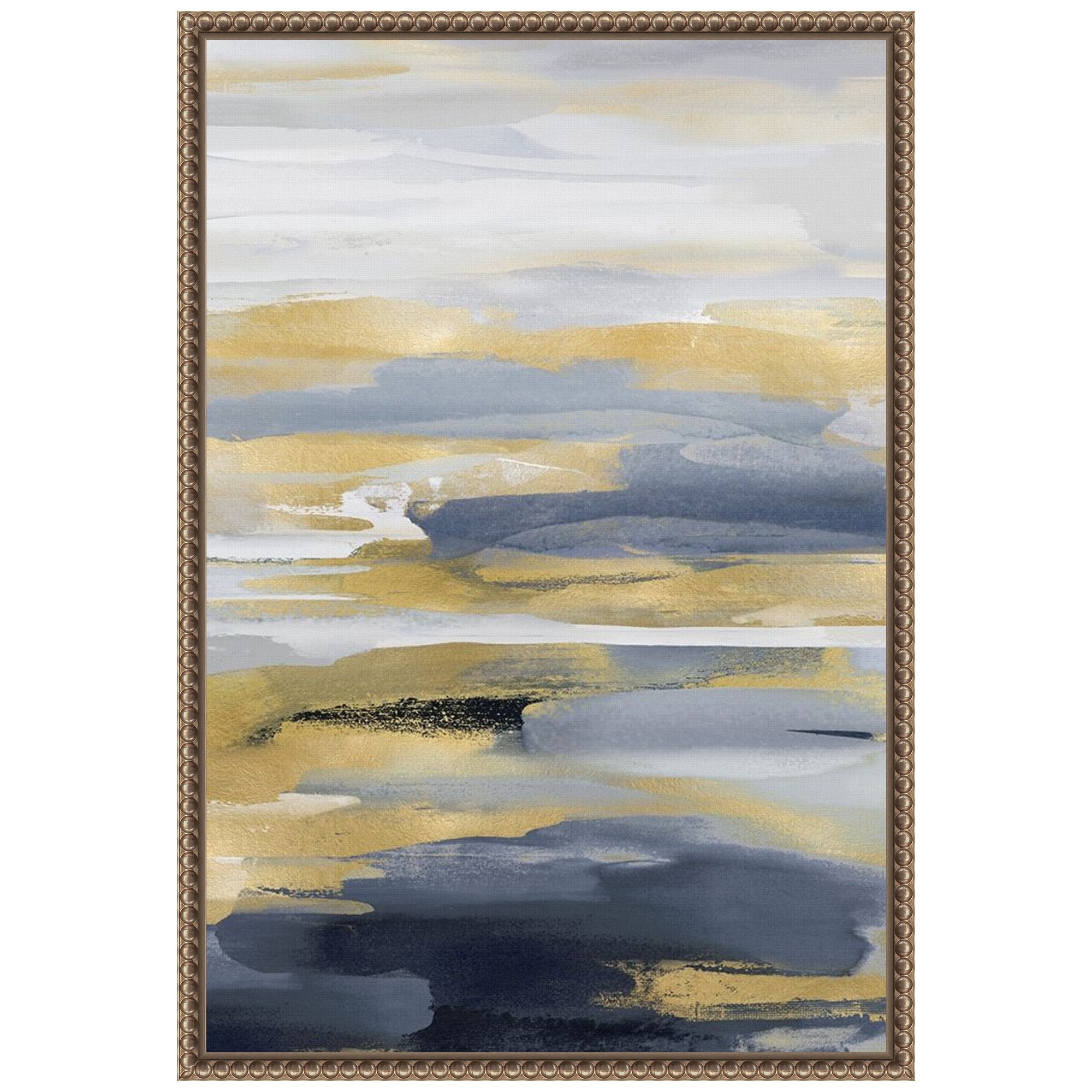 Blue and Gold Abstract Canvas Framed Wall Art 16 x 23