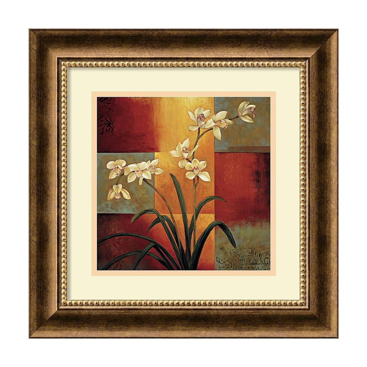 Burnished Bronze Framed Abstract Orchid Print 16 3/4" x 16 3/4"