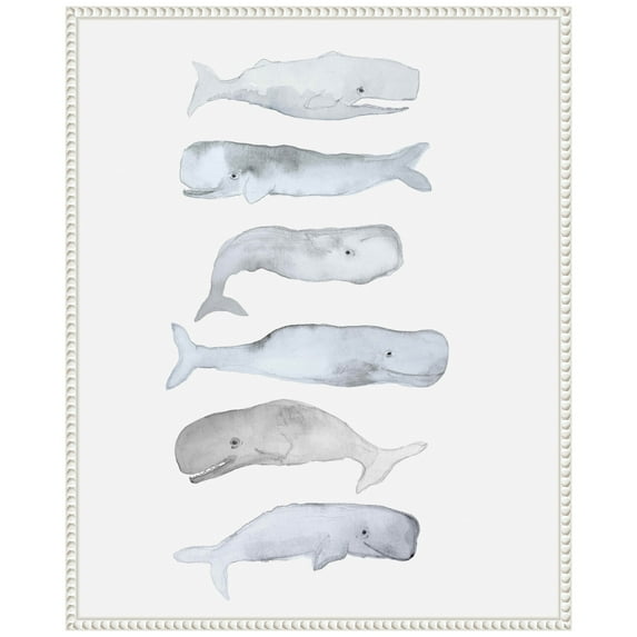 Amanti Art Kids Line Whale Art Framed Canvas Wall Art Print