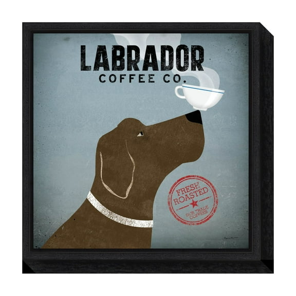 Amanti Art Labrador Coffee Co Framed Canvas Wall Art