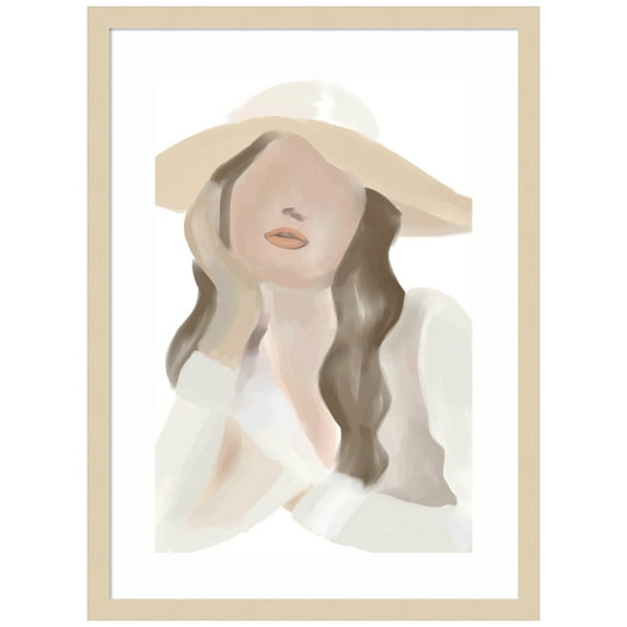 Amanti Art Lady in Neutral Wood Framed Wall Art Print
