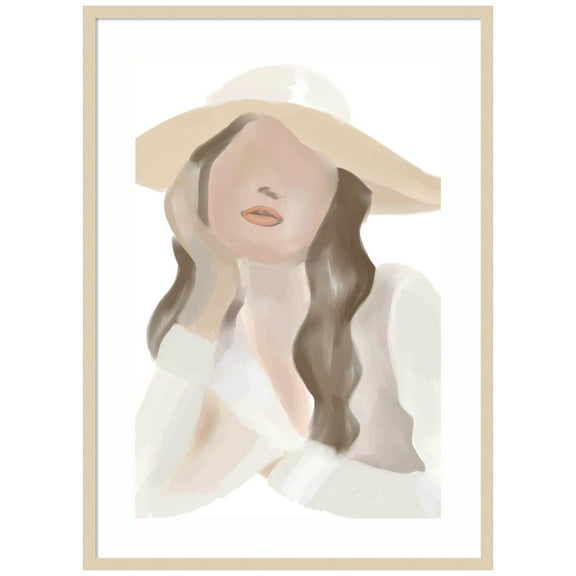 Amanti Art Lady in Neutral Wood Framed Wall Art Print
