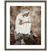 Amanti Art Lady in White Wood Framed Wall Art Print