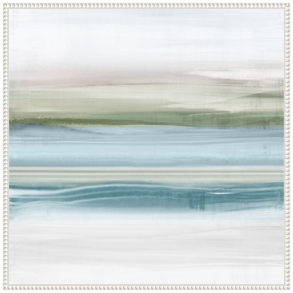 Amanti Art Landscape of Beach Stripes Framed Canvas Wall Art Print