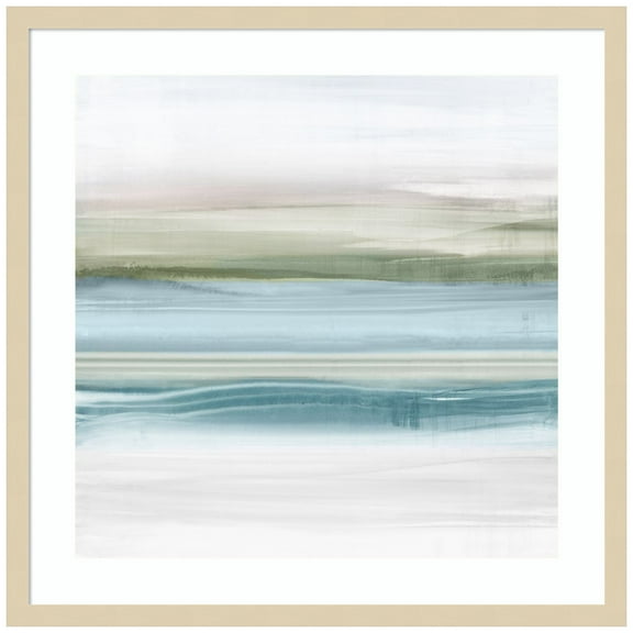 Amanti Art Landscape of Beach Stripes Wood Framed Wall Art Print
