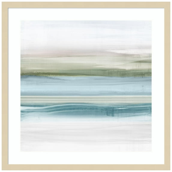 Amanti Art Landscape of Beach Stripes Wood Framed Wall Art Print