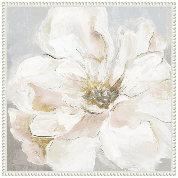 Amanti Art Large White Floral I Framed Canvas Wall Art Print