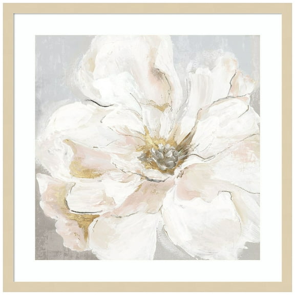 Amanti Art Large White Floral I Wood Framed Wall Art Print