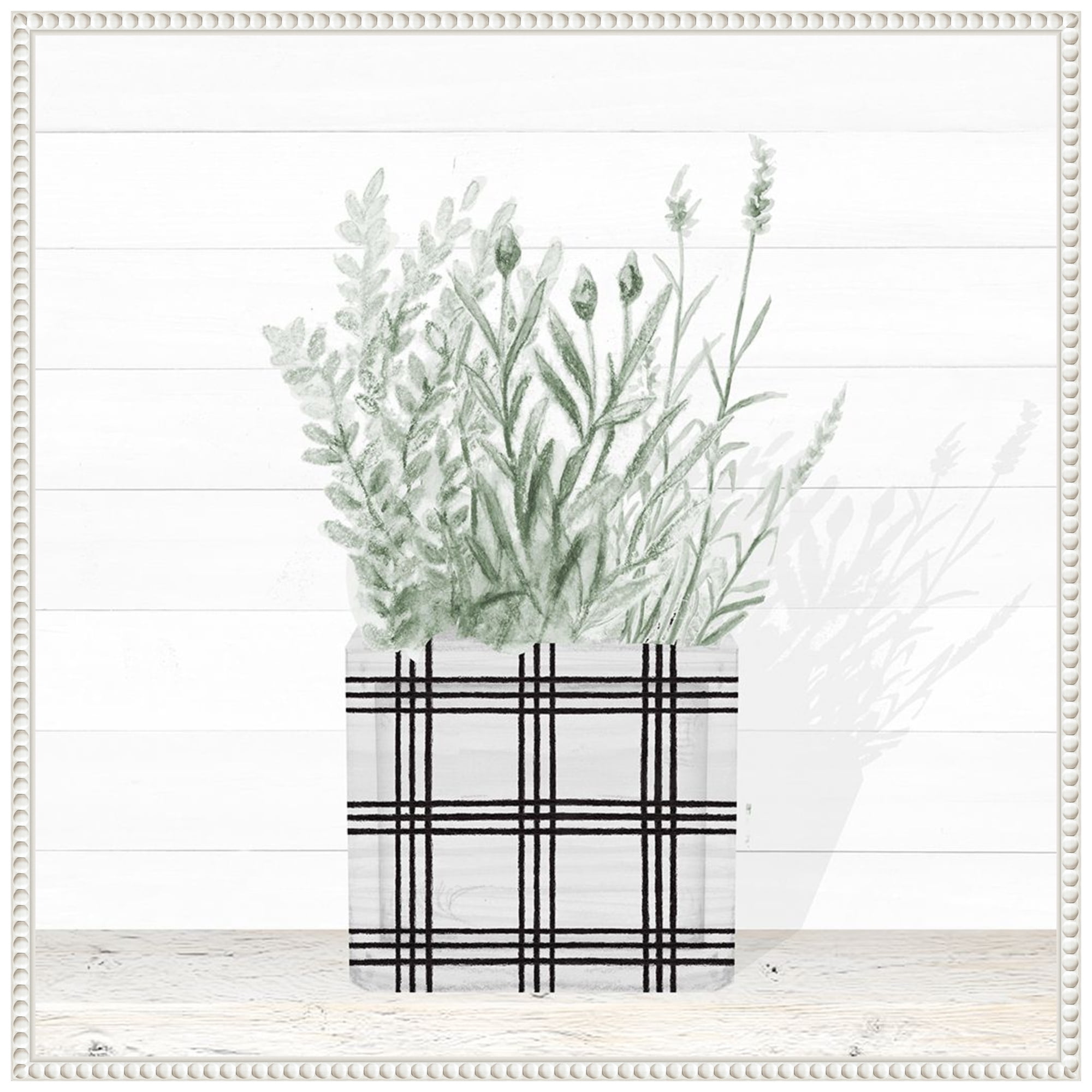 Lavender Blossom in Modern Pot II White Canvas Wall Art