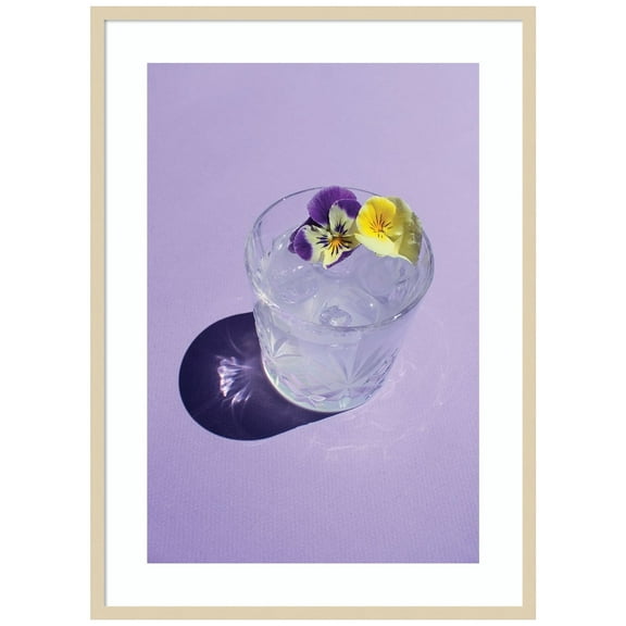 Amanti Art Lavender Water with Pansies Wood Framed Wall Art Print