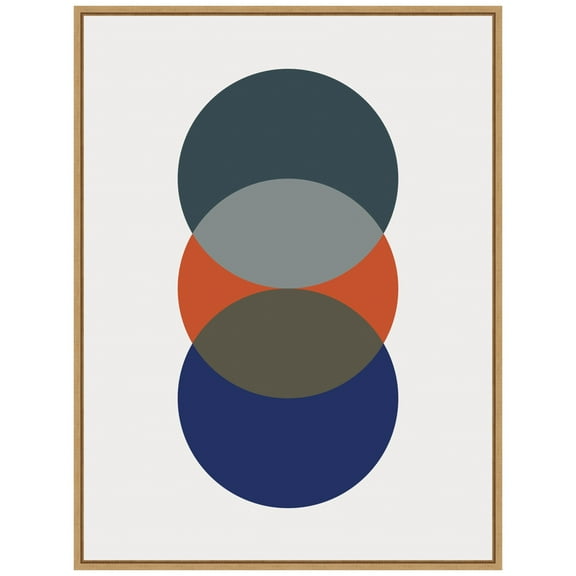Amanti Art Layered Retro Modern Circles In Bright Colors Framed Canvas Wall Art Print