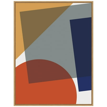 Amanti Art Layered Retro Modern Shapes In Bright Colors Framed Canvas Wall Art Print