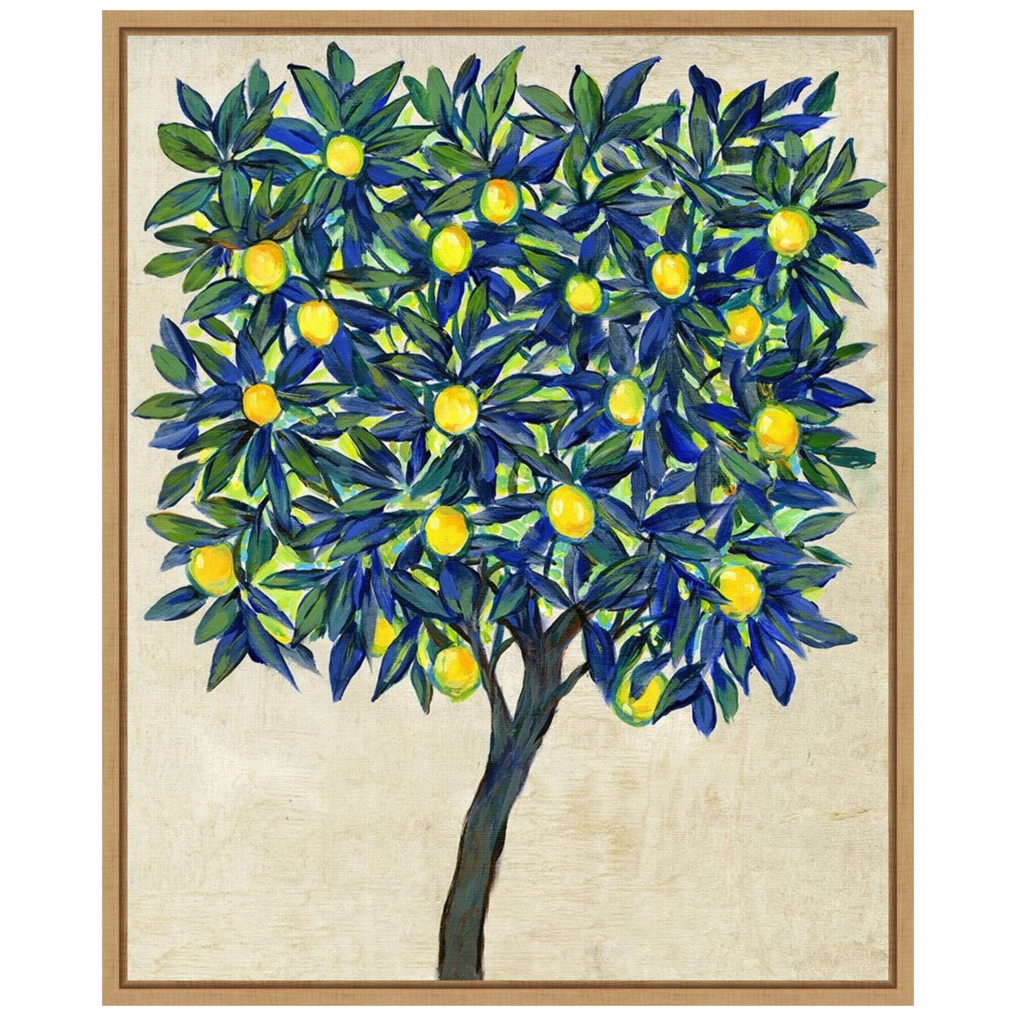 Sylvie Maple Framed Lemon Tree Canvas Wall Art 16 x 20 Inches