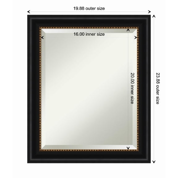 Amanti Art Manhattan Black Framed Wall Mirror - 19.88 x 23.88 in