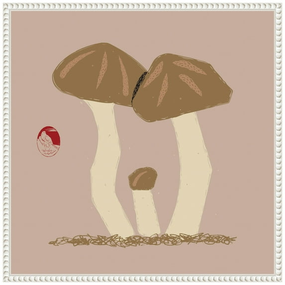 Amanti Art Matsutake Mushroom Family Framed Canvas Wall Art Print
