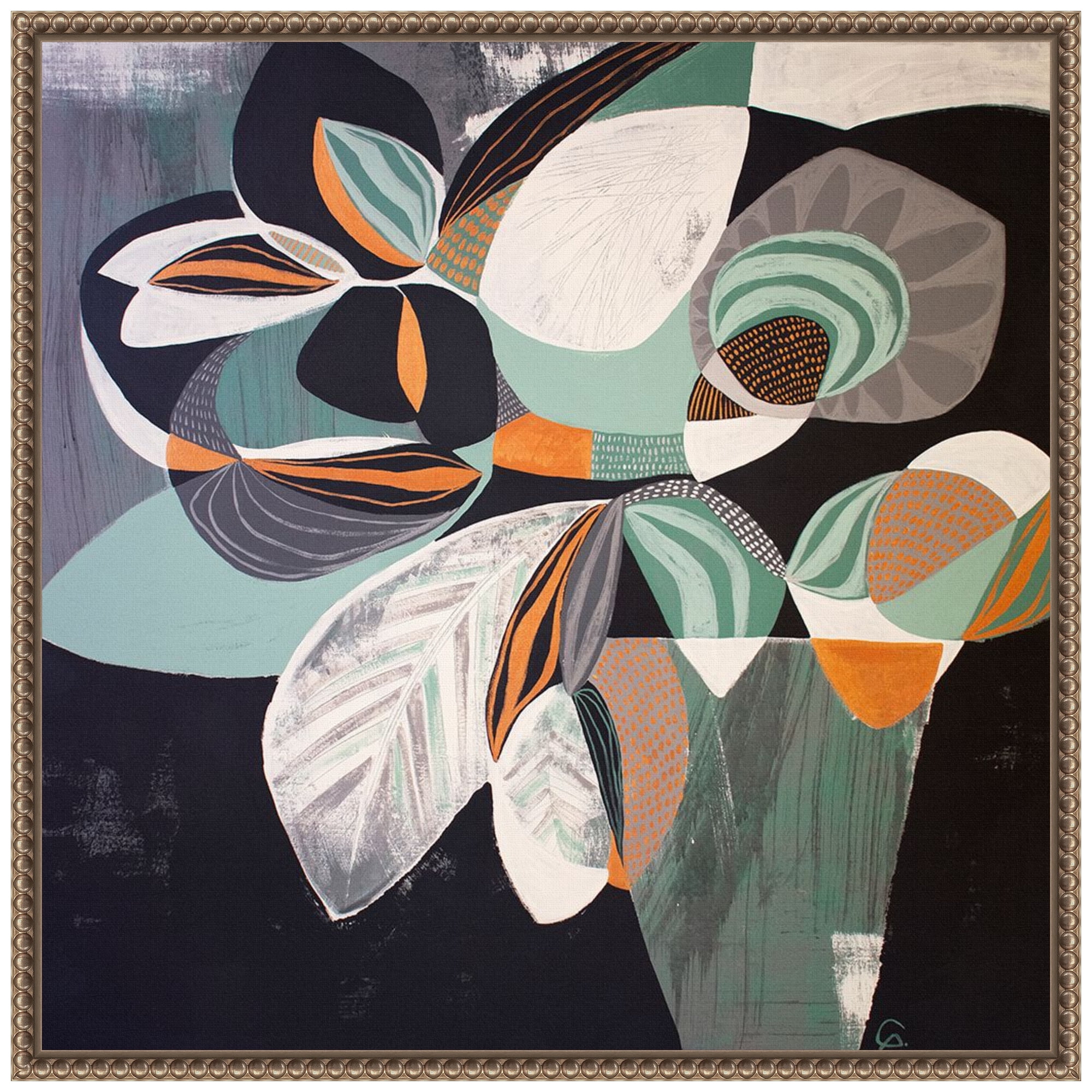 Abstract Floral Beaded Framed Canvas Wall Art, 22 x 22