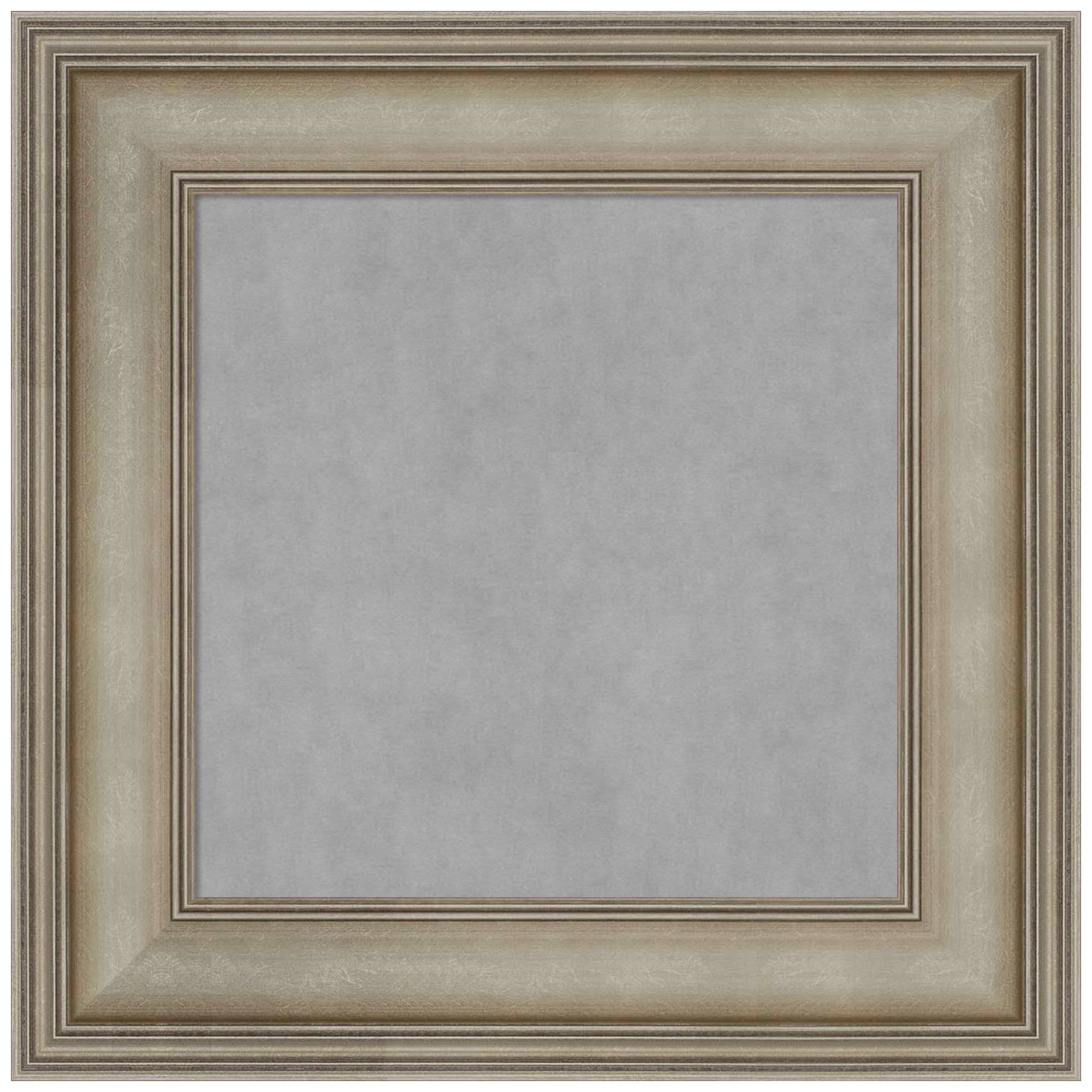 17" x 17" Grey and Antique Silver Wood Framed Magnetic Board