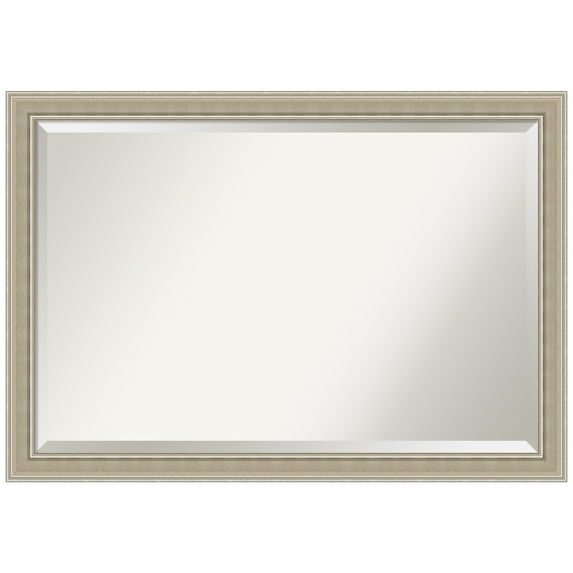Amanti Art Mezzo Silver Beveled Wood Wall Mirror 27.5 x 39.5 in.