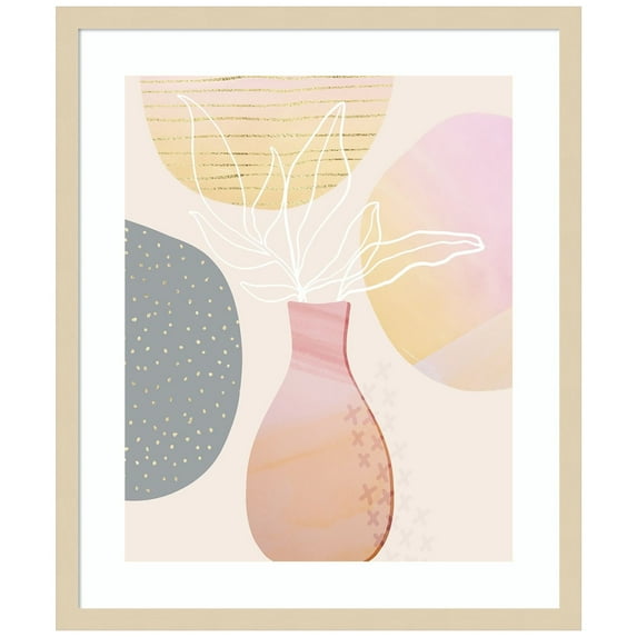 Amanti Art Mid Century Floral I Wood Framed Wall Art Print