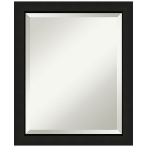 Amanti Art Midnight Black Narrow Beveled Wood Wall Mirror 23.25 x 19.25 in.