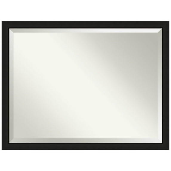 Amanti Art Midnight Black Narrow Beveled Wood Wall Mirror 33.25 x 43.25 in.