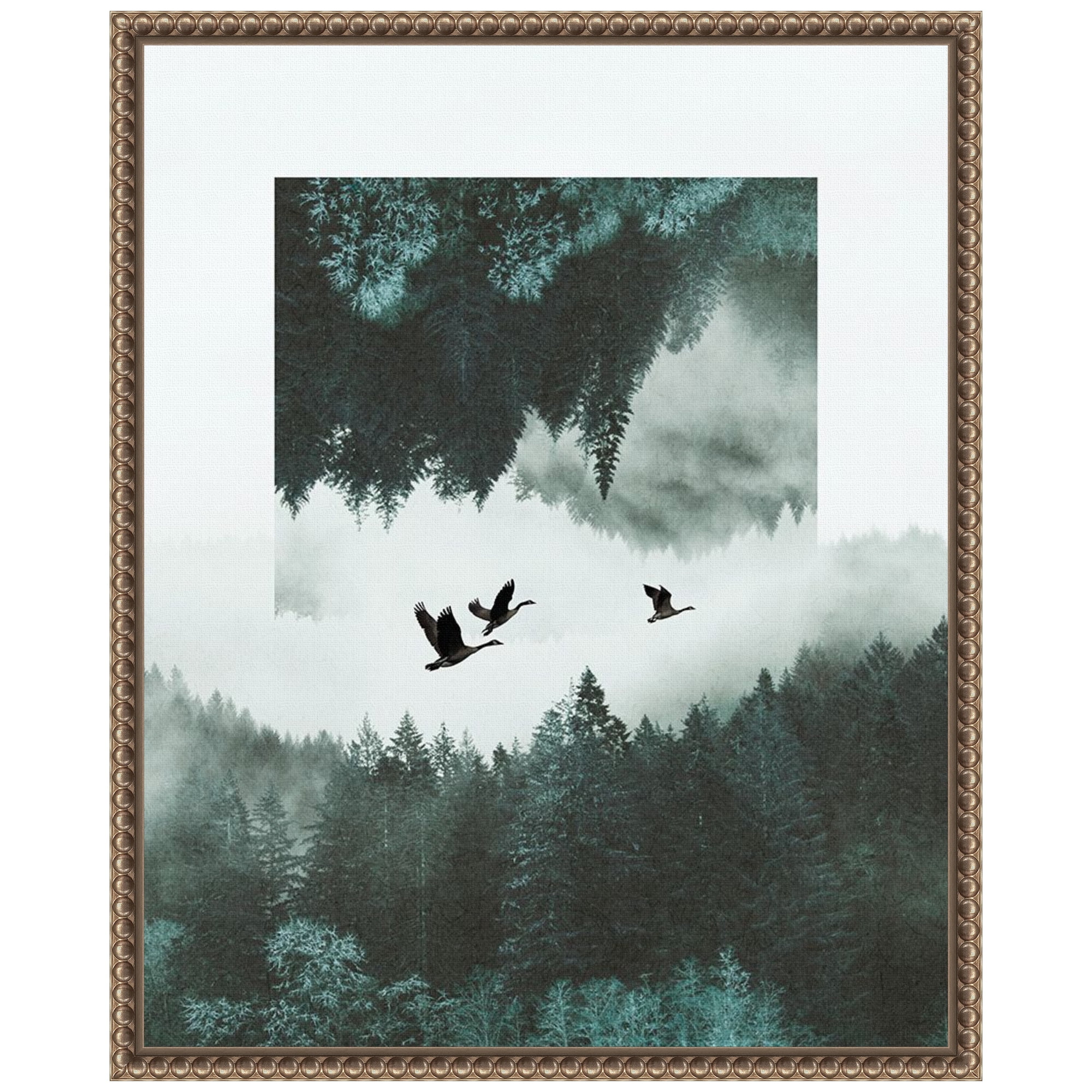 Misty Skein II Abstract Surreal Landscape Canvas Print with Bronze Frame