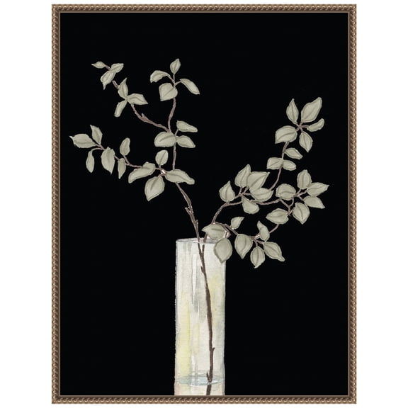 Amanti Art Modern Floral On Black I Framed Canvas Wall Art Print