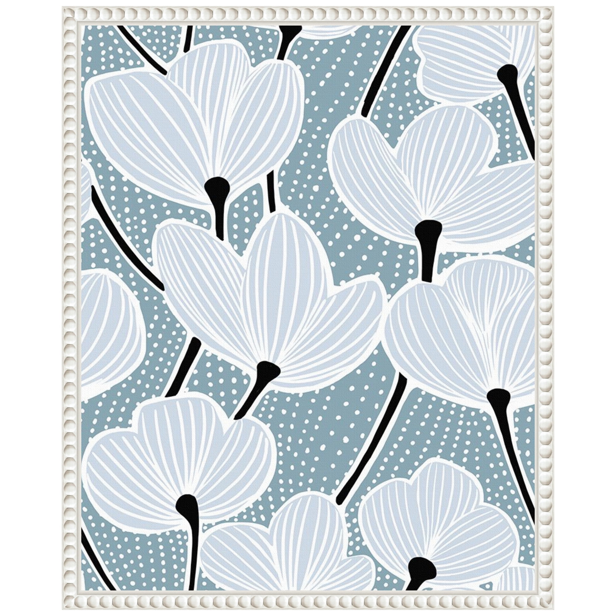Modern Poppy I White and Blue Canvas Wall Art