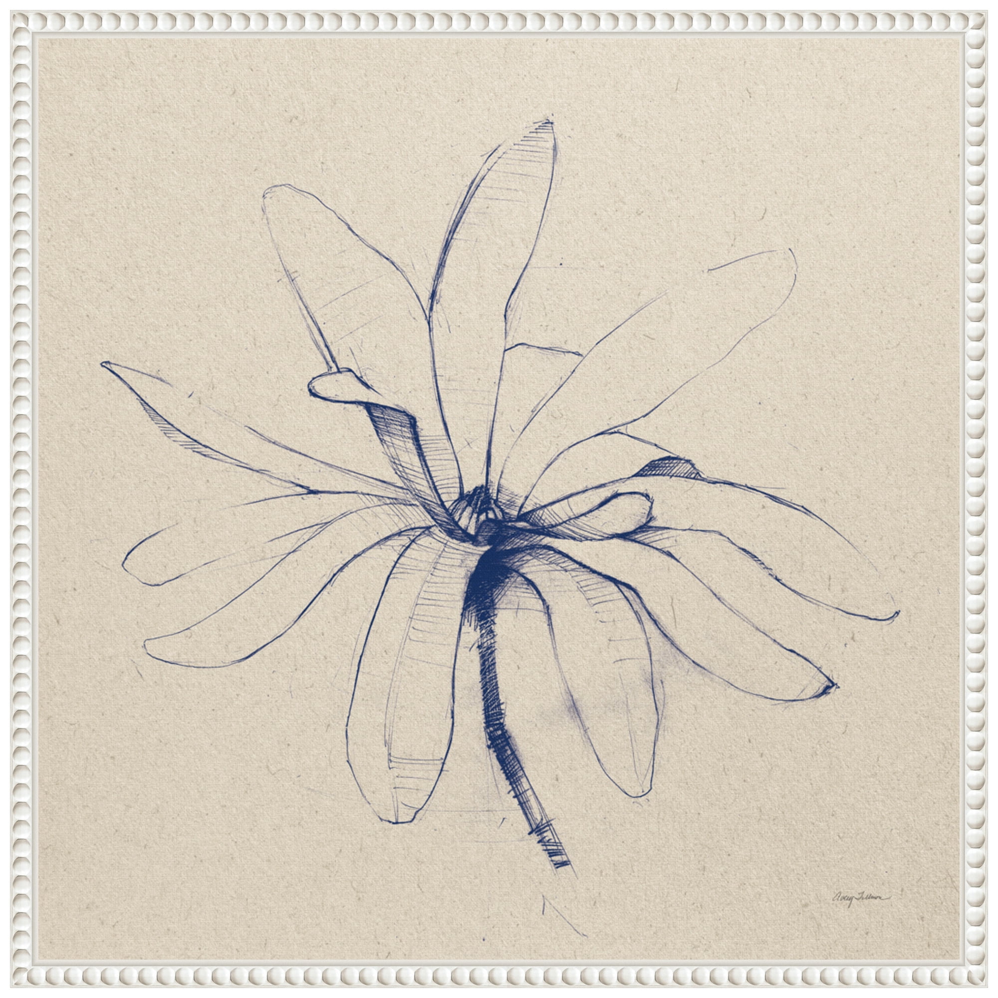 Indigo Botanical Abstract Framed Canvas Print, 22" x 22"