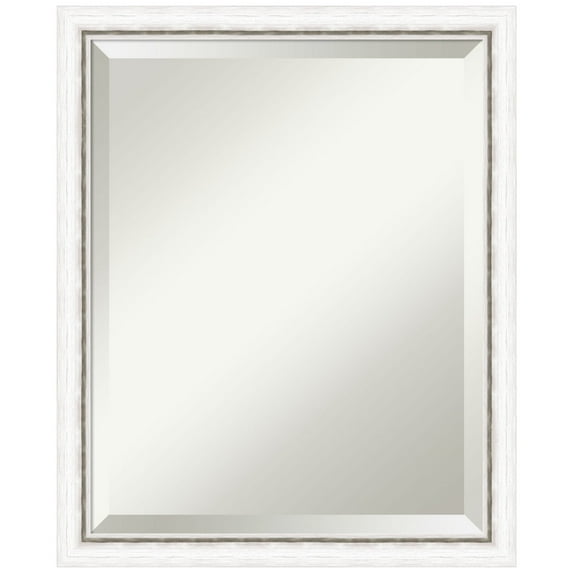 Amanti Art Morgan White Silver Beveled Wood Wall Mirror 22.25 x 18.25 in.