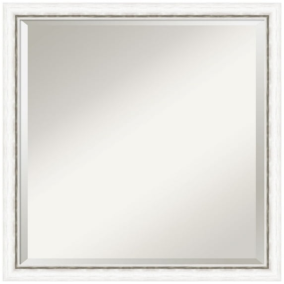 Amanti Art Morgan White Silver Beveled Wood Wall Mirror 22.25 x 22.25 in.