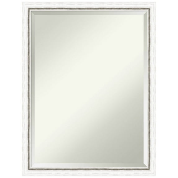 Amanti Art Morgan White Silver Beveled Wood Wall Mirror 26.25 x 20.25 in.