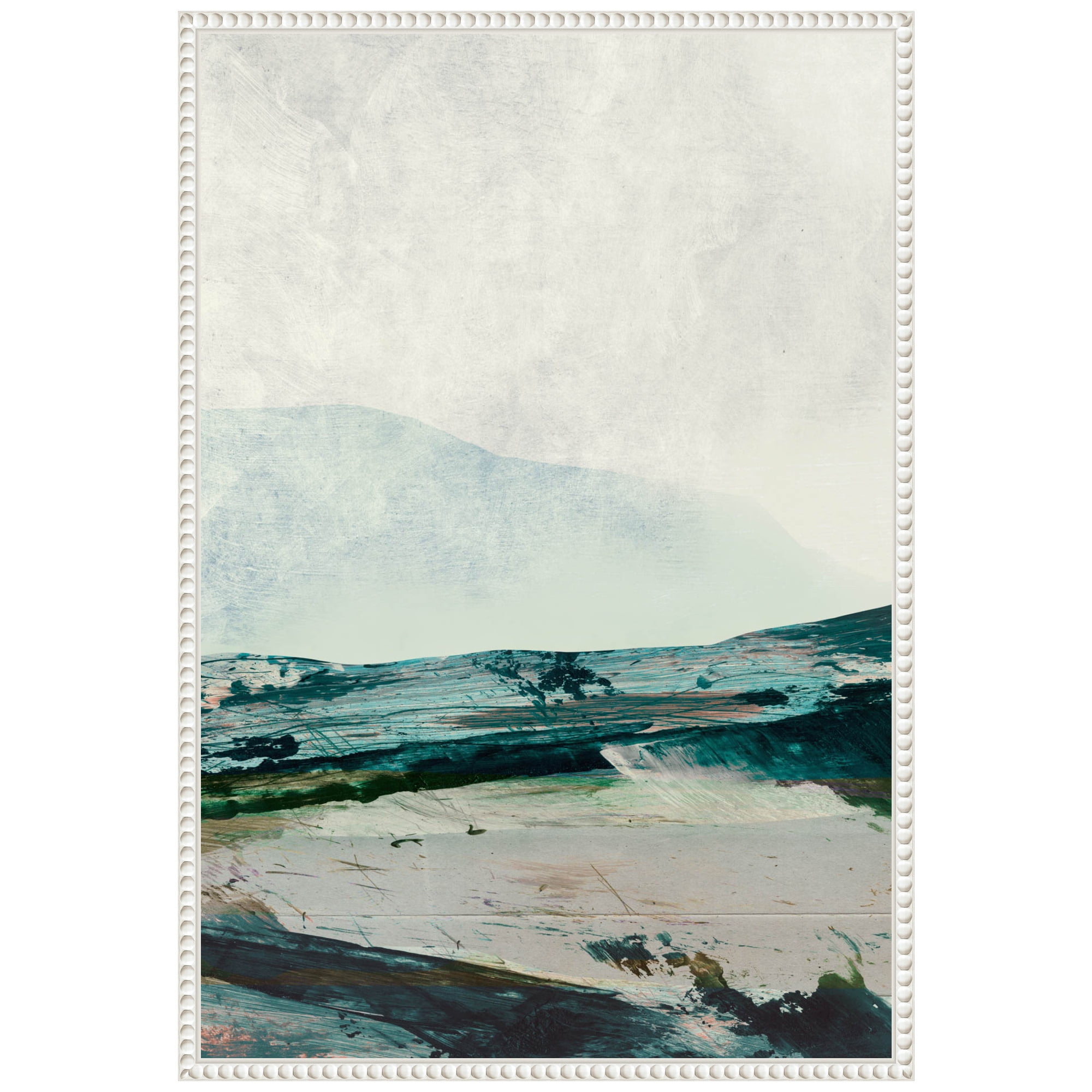 16" x 23" Mountain Mists Abstract Landscape Canvas Art in White Frame