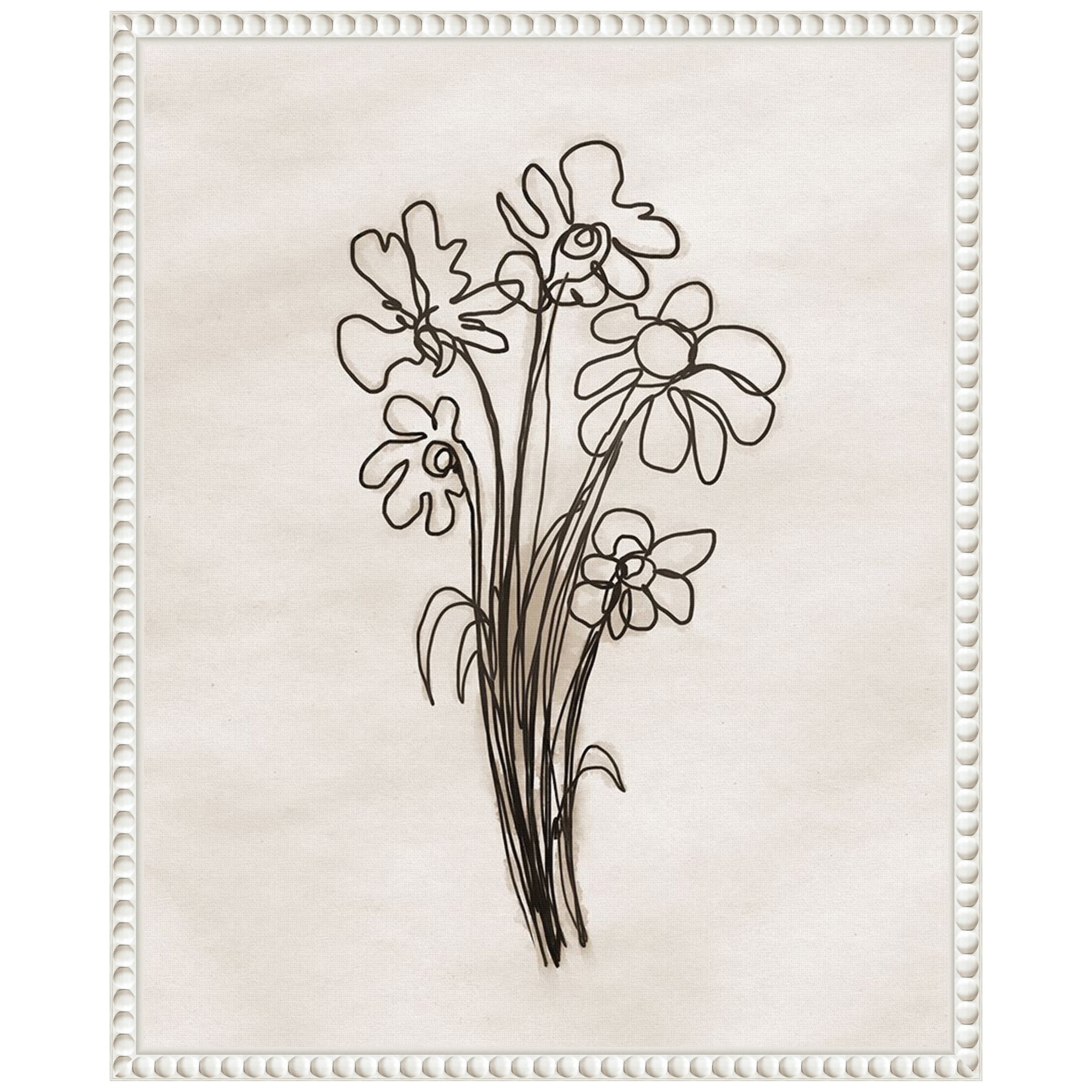 Dan Meneely Native Flowers White Beaded Canvas Wall Art