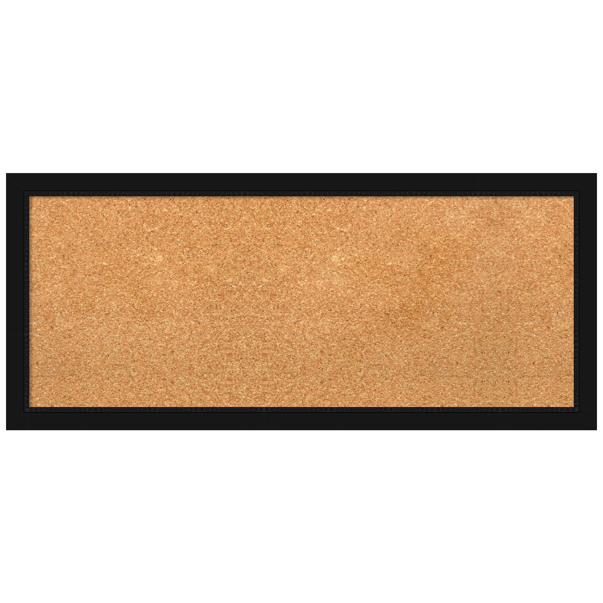 Natural Cork Bulletin Board with Black Plastic Frame, 14" x 32"