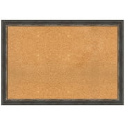 Amanti Art Natural Cork Board Framed Bark Rustic Char Narrow Bulletin Board 39 in. x 27 in.