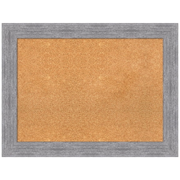 Amanti Art Natural Cork Board Framed Bark Rustic Grey Bulletin Board 33 in. x 25 in.