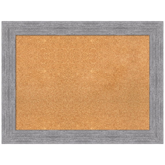 Amanti Art Natural Cork Board Framed Bark Rustic Grey Bulletin Board 33 in. x 25 in.
