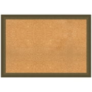 Amanti Art Natural Cork Board Framed Blaine Light Bronze Narrow Bulletin Board 40 in. x 28 in.