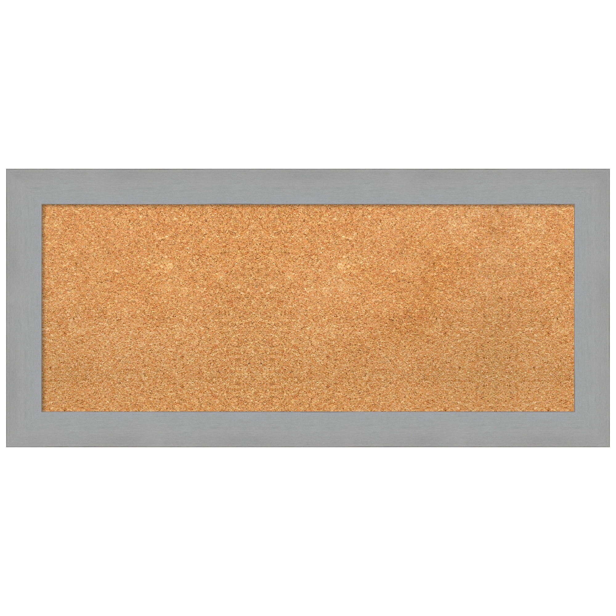 Amanti Art Natural Cork Board Framed Brushed Nickel Bulletin Board 33 in. x 15 in.