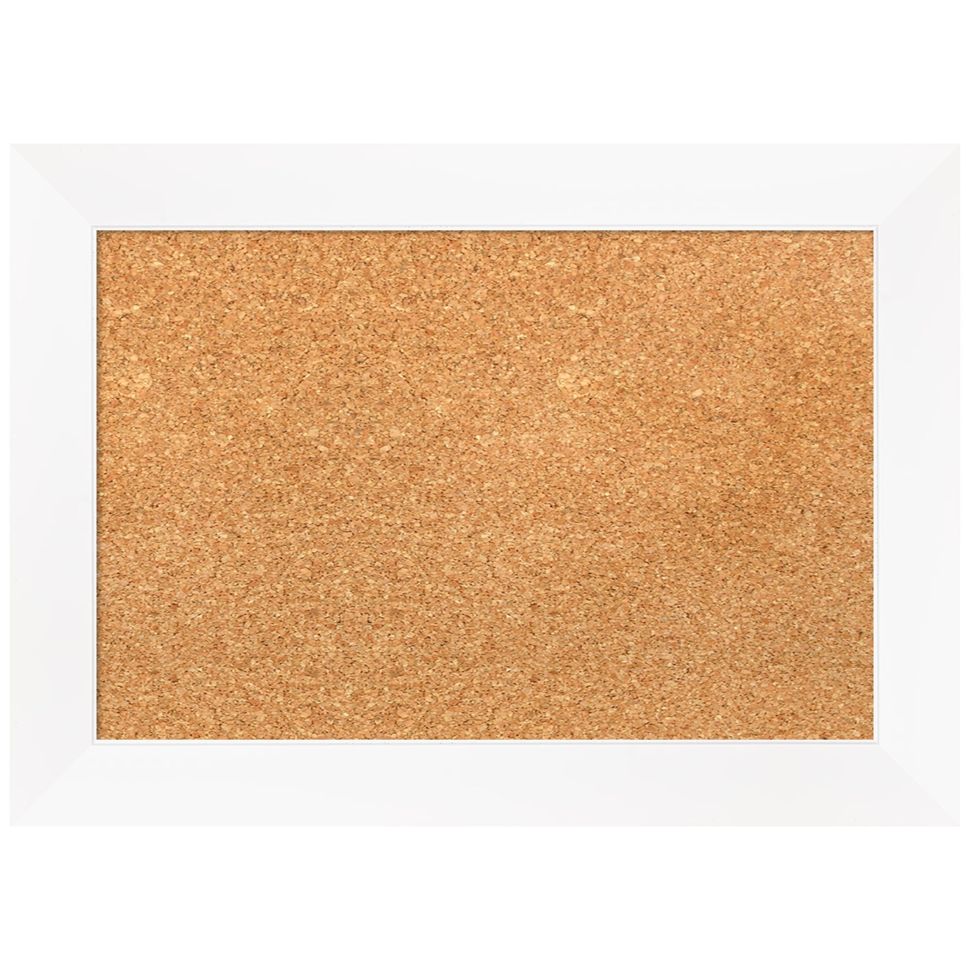 Amanti Art Natural Cork Board Framed Cabinet White Narrow Bulletin Board 21 in. x 15 in.