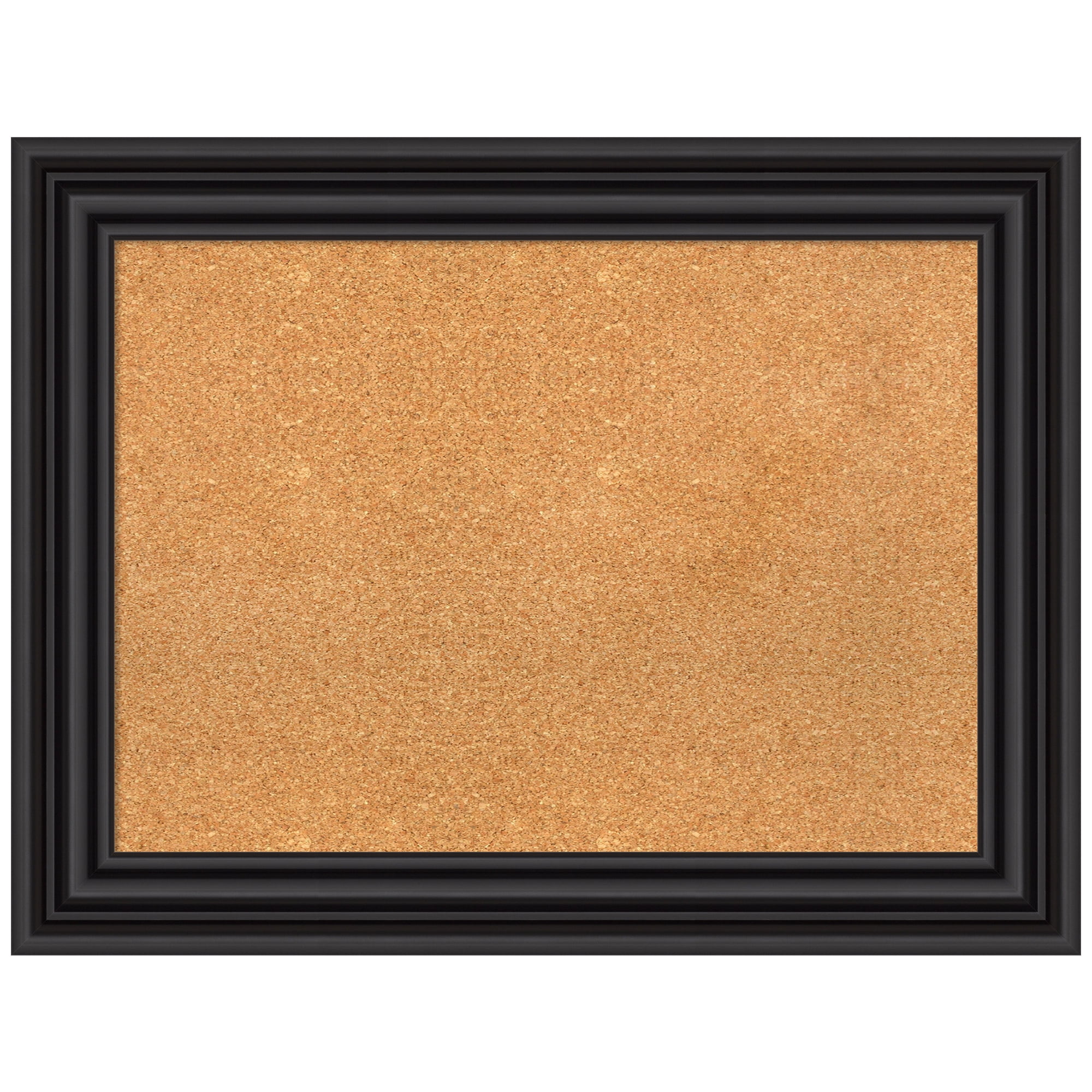 Natural Cork Bulletin Board with Black Plastic Frame 28x20