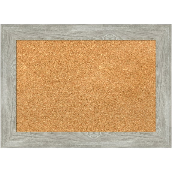 Amanti Art Natural Cork Board Framed Dove Greywash Narrow Bulletin Board 22 in. x 16 in.
