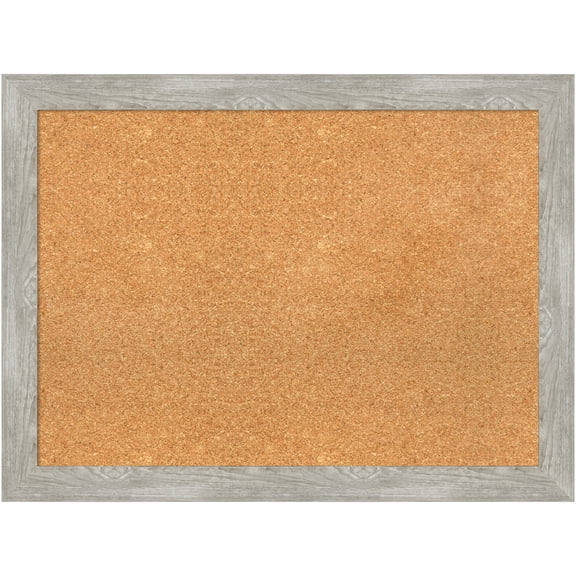 Amanti Art Natural Cork Board Framed Dove Greywash Narrow Bulletin Board 32 in. x 24 in.
