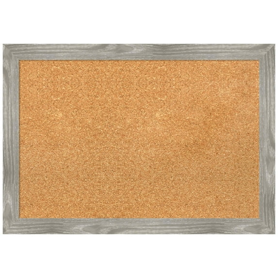Amanti Art Natural Cork Board Framed Dove Greywash Square Bulletin Board 27 in. x 19 in.