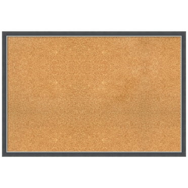 Amanti Art Natural Cork Board Framed Eva Black Silver Thin Bulletin Board 38 in. x 26 in.